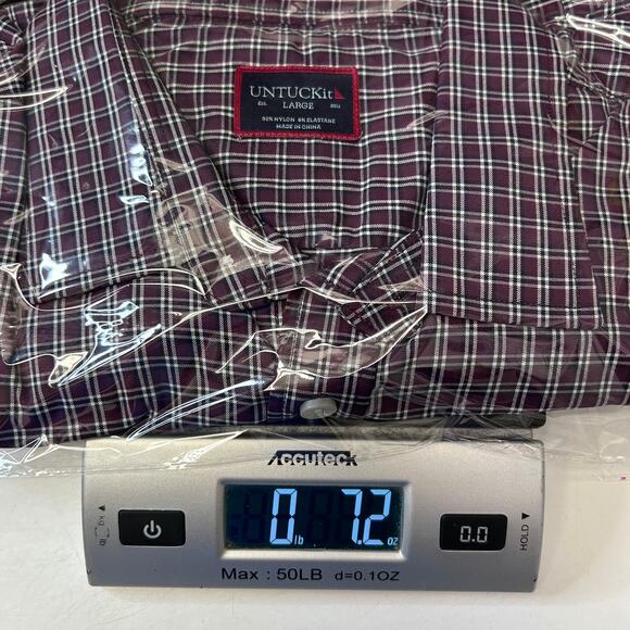 Untuckit Mens Vigneti Large Check Plaid Button-Down Shirt Nylon/Elastane - Picture 10 of 10